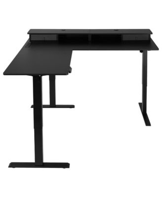 63 Inch L Shaped Electric Standing Desk with Built In Power Strip