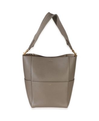 Taupe Soft Grained Calfskin Medium Sangle Bucket Bag