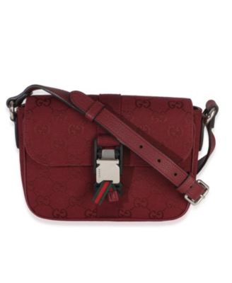 Burgundy GG Monogram Canvas Small Buckle Messenger Bag