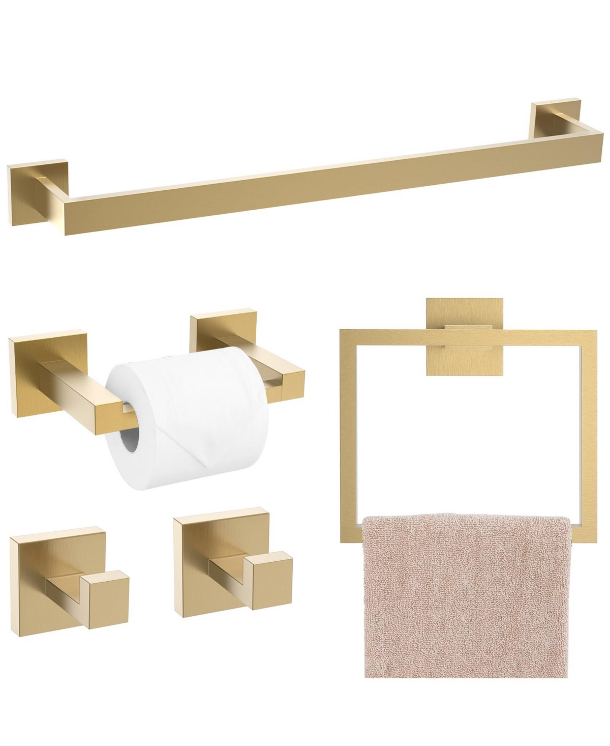 Cyqbd 5 Piece 23.6" Bathroom Hardware Set Wall Mounted - Brushed dark gold