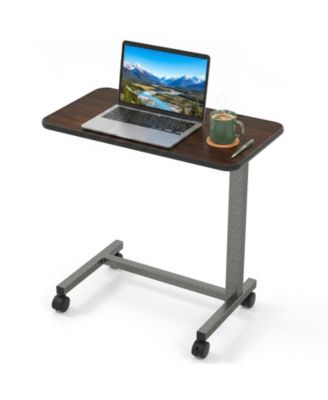 Overbed Table Height Adjustable Bedside Table with Sturdy H-Shaped Base