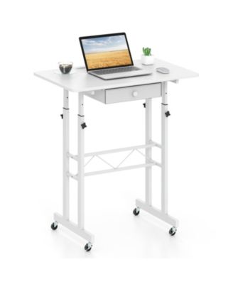 Standing Desk, Height Adjustable Laptop Desk with Fabric Drawer