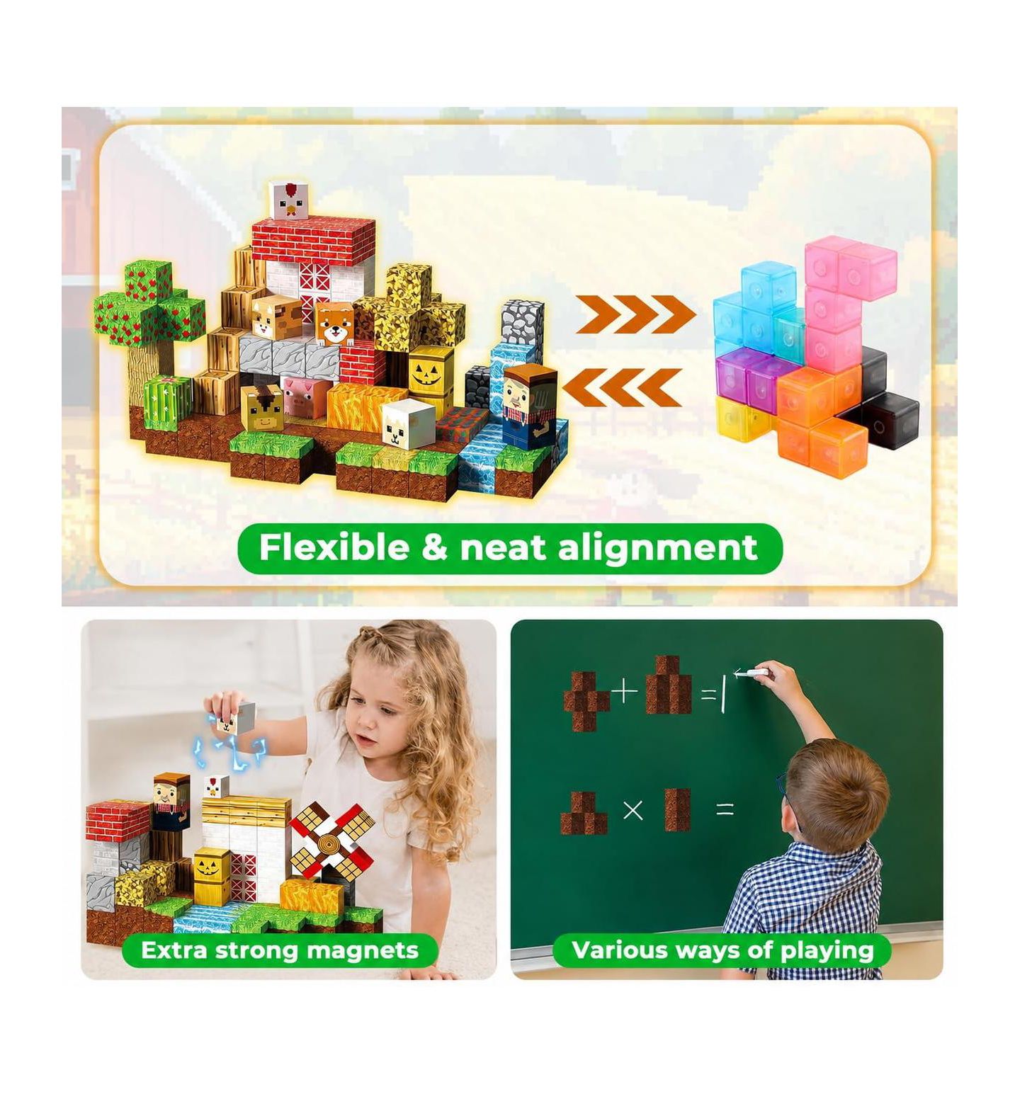 Детские конструкторы GNUADZ 120-Piece Magnetic Building Blocks, Ages 3+, цвет: Разноцветный — фото 3