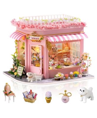DIY Miniature Dollhouse Kit with LED Lights, 9.3" L x 6.9" W x 7.4" H, Ages 14+