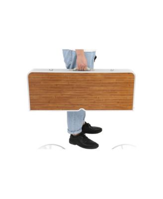 Aluminum Alloy Table And Chair One Piece Camping One Piece Table And Chair Wood Grain Color