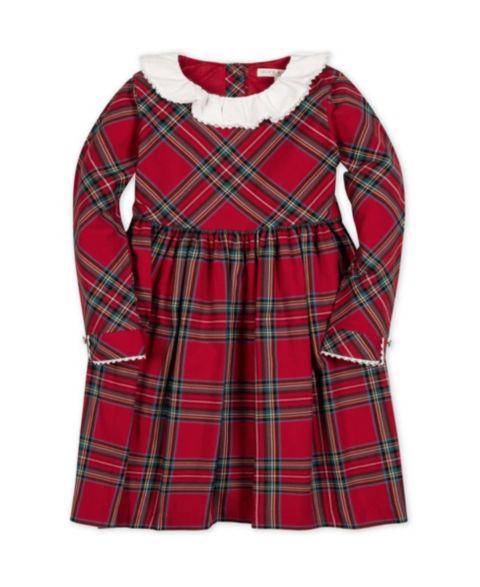 Платье Hope & Henry Long-Sleeve Plaid Ruffle-Collar Dress для девочек, цвет: Красный