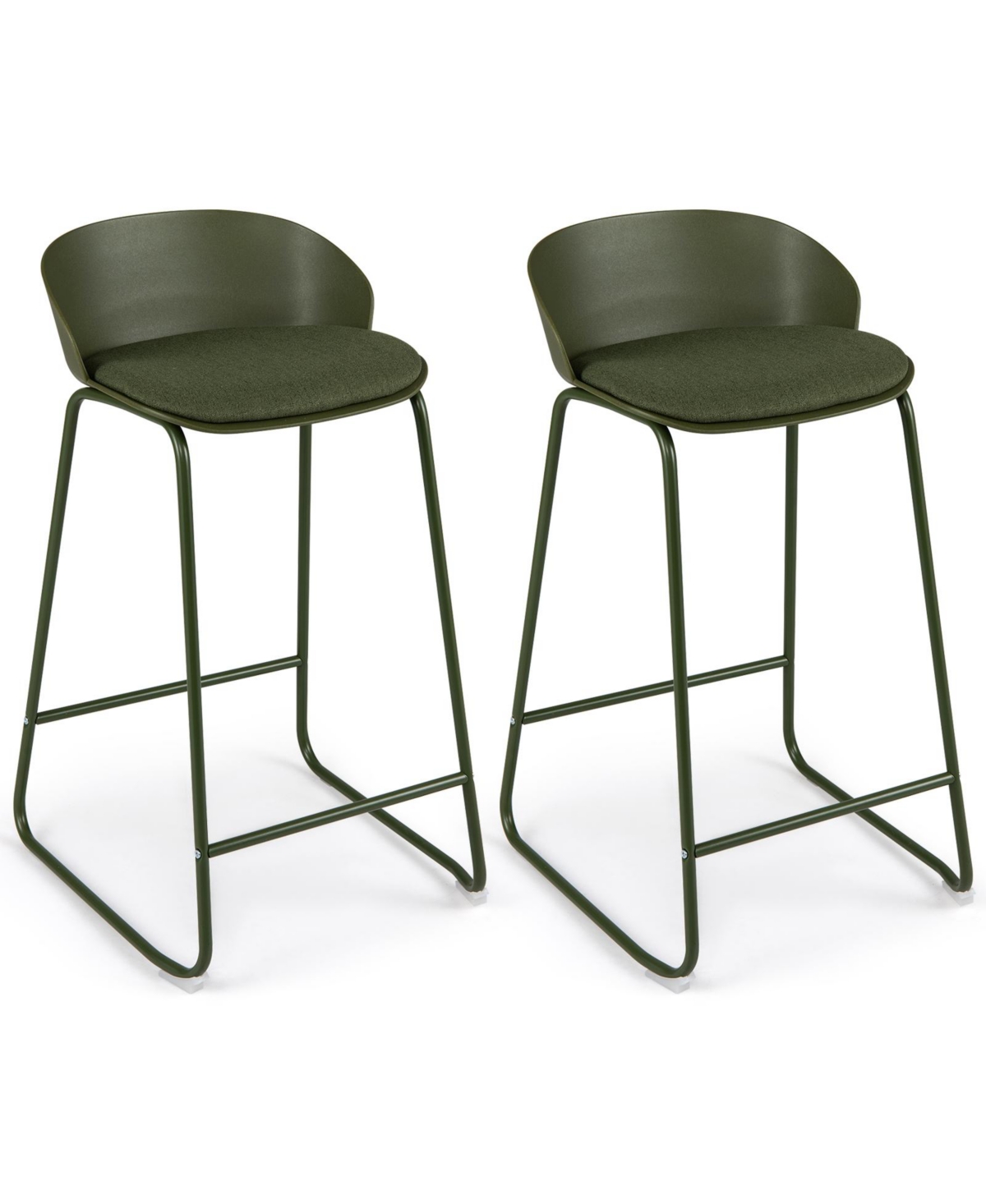 Costway 28'' Counter Height Bar Stools with Curved Backrest, Metal Frame, Footrest