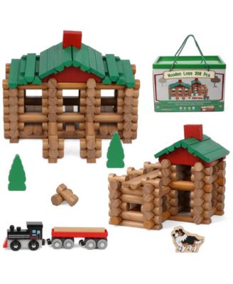 Wooden Log 208-Piece Building Set, Ages 3+