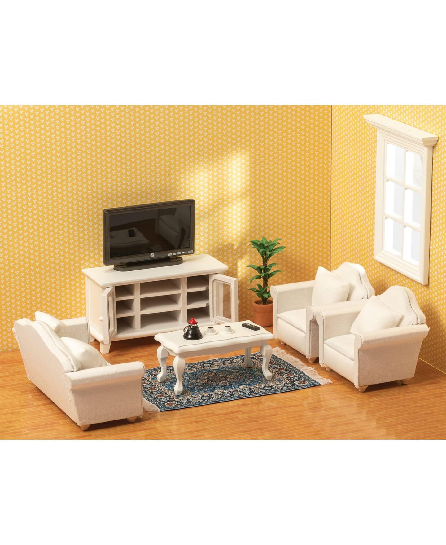 Детские аксессуары для кукол GNUADZ Solid Wood 1:12 Scale 16-Piece Dollhouse Furniture Set, Ages 3+, цвет: Белый — фото 3