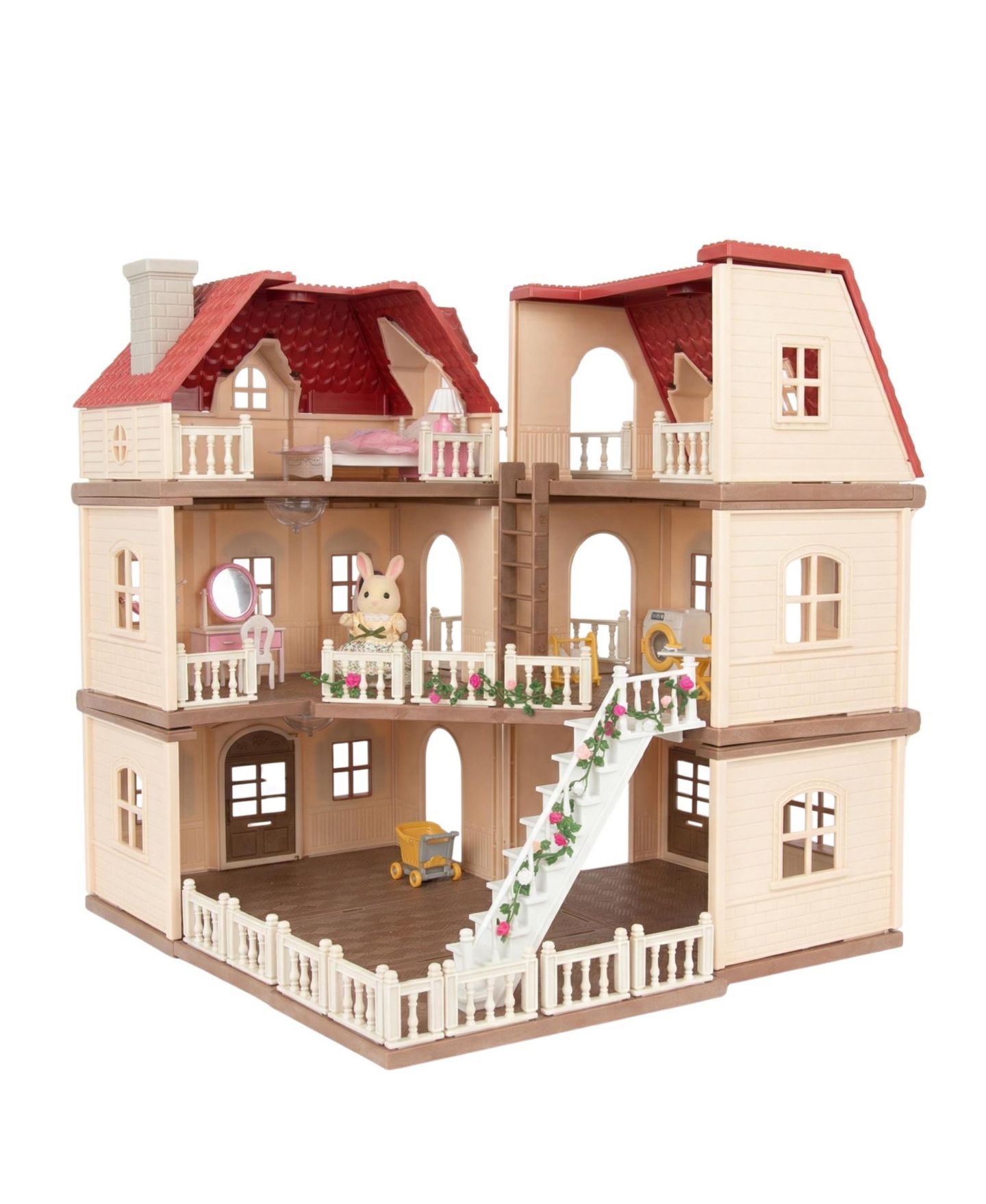 Детские аксессуары для кукол GNUADZ 3-Story Modular Dollhouse with Furniture and Accessories, Ages 3+, цвет: Manor Villa — фото 1
