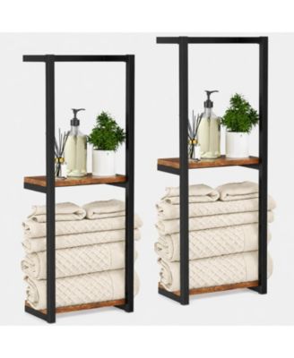 Towel Rack Wall-mounted 2 Tier Bathroom Hardware Organizer