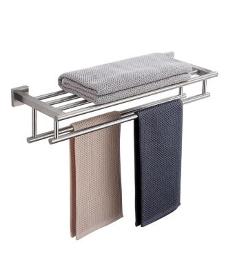 24 Inch Bathroom Hardware Towel Rack Double Bar Wall Mounted SUS304 Stainless Steel