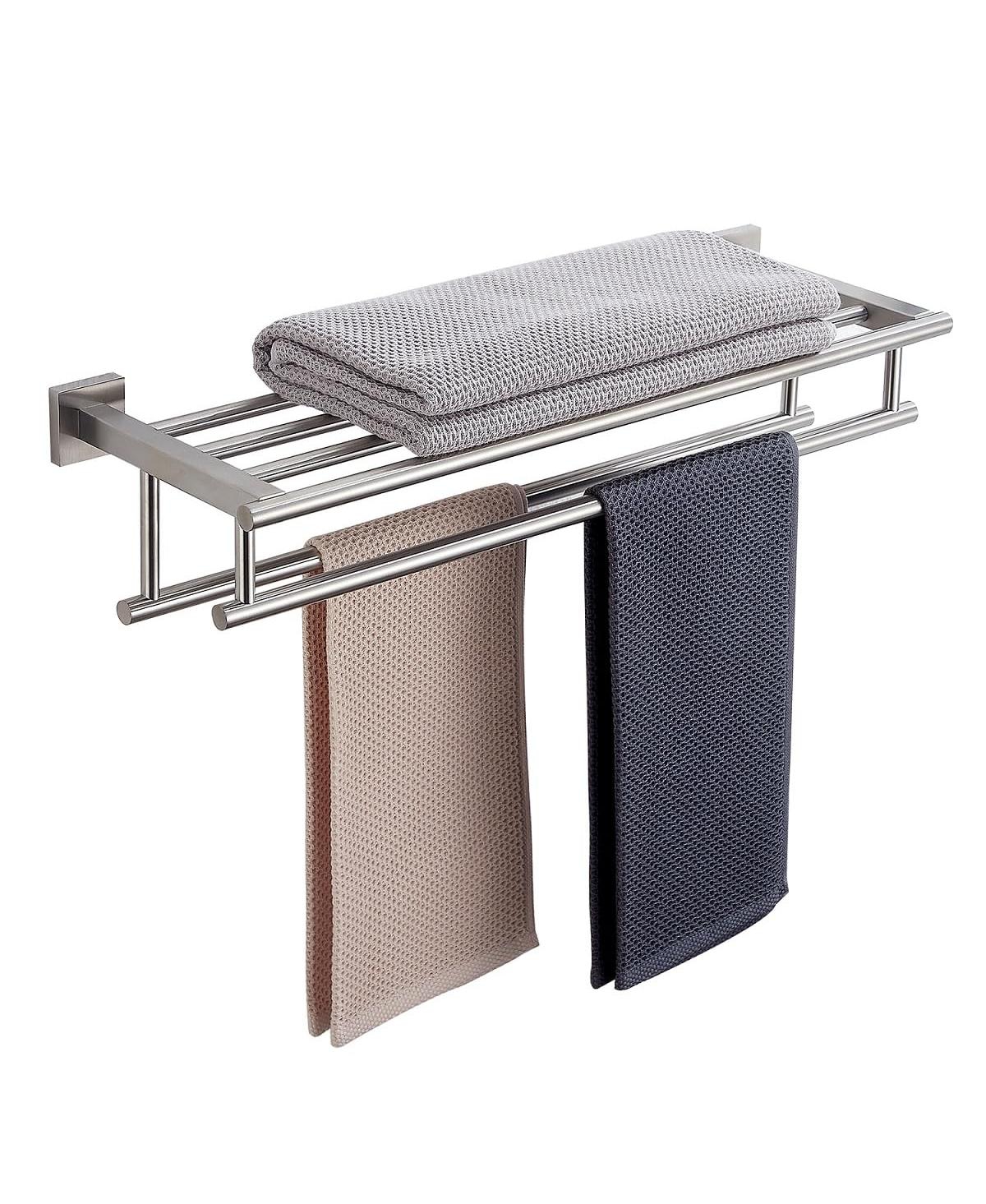 Cyqbd 24 Inch Bathroom Hardware Towel Rack Double Bar Wall Mounted SUS304 Stainless Steel