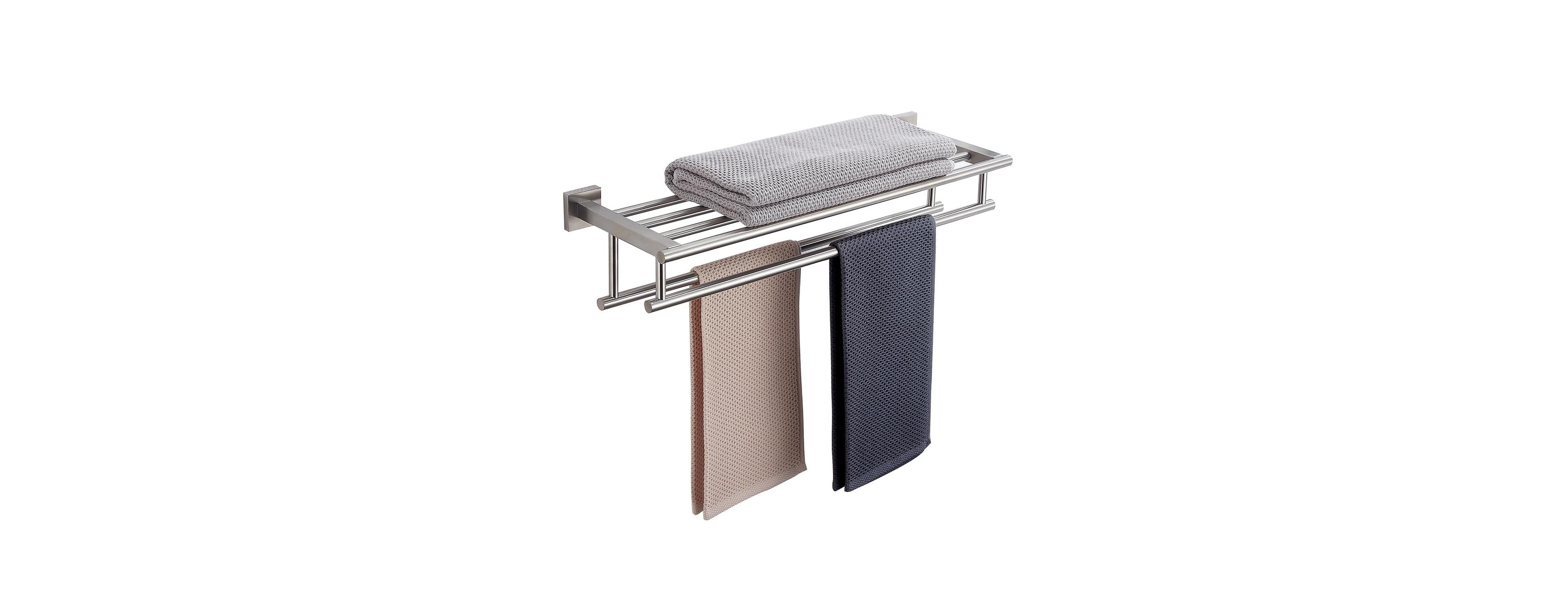 Cyqbd 24 Inch Bathroom Hardware Towel Rack Double Bar Wall Mounted SUS304 Stainless Steel