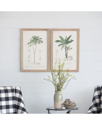15.5" x 23.5" Vintage Tree Illustration Framed Wall Art Set of 2