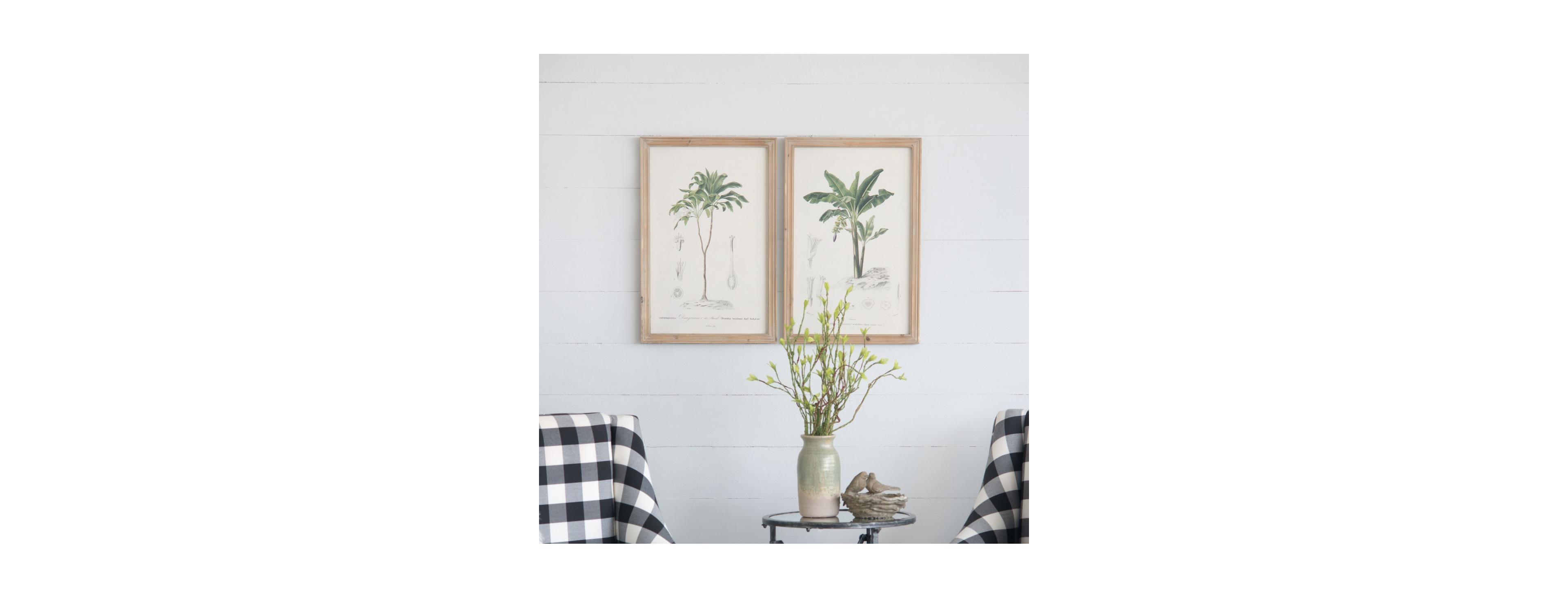 Laoties 15.5" x 23.5" Vintage Tree Illustration Framed Wall Art Set of 2