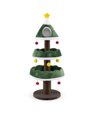 56.5 Inch Three Tier Cat Tower with Wrapped Scratching Posts