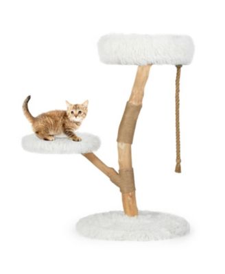 Pear Wood Cat Tree Tower Featuring Jute Scratching Posts