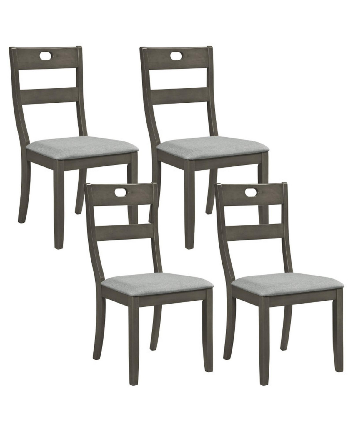 Gounn Set of 4 Wooden Padded Seats Curved Rear Legs Dining Chairs