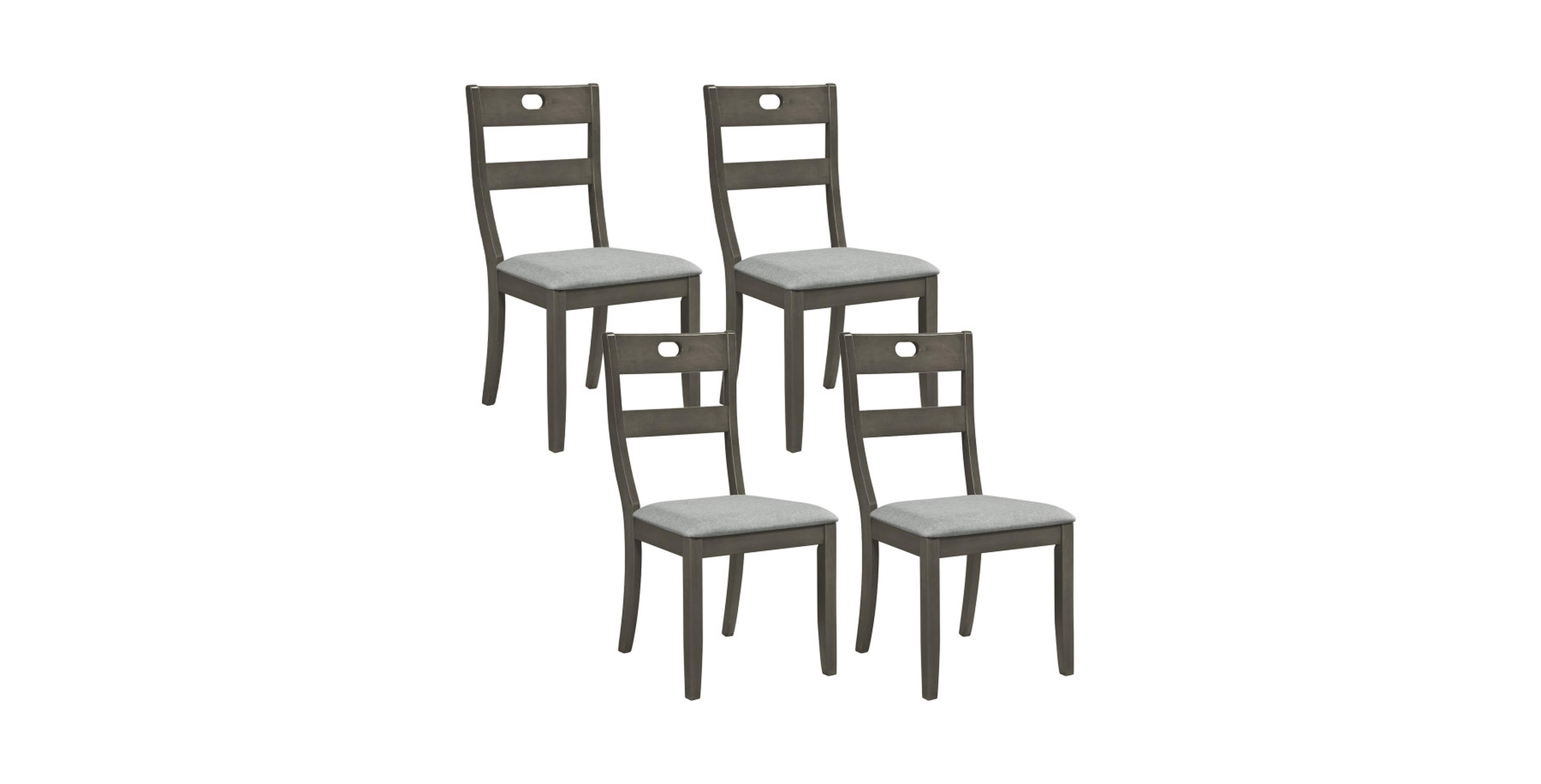 Gounn Set of 4 Wooden Padded Seats Curved Rear Legs Dining Chairs