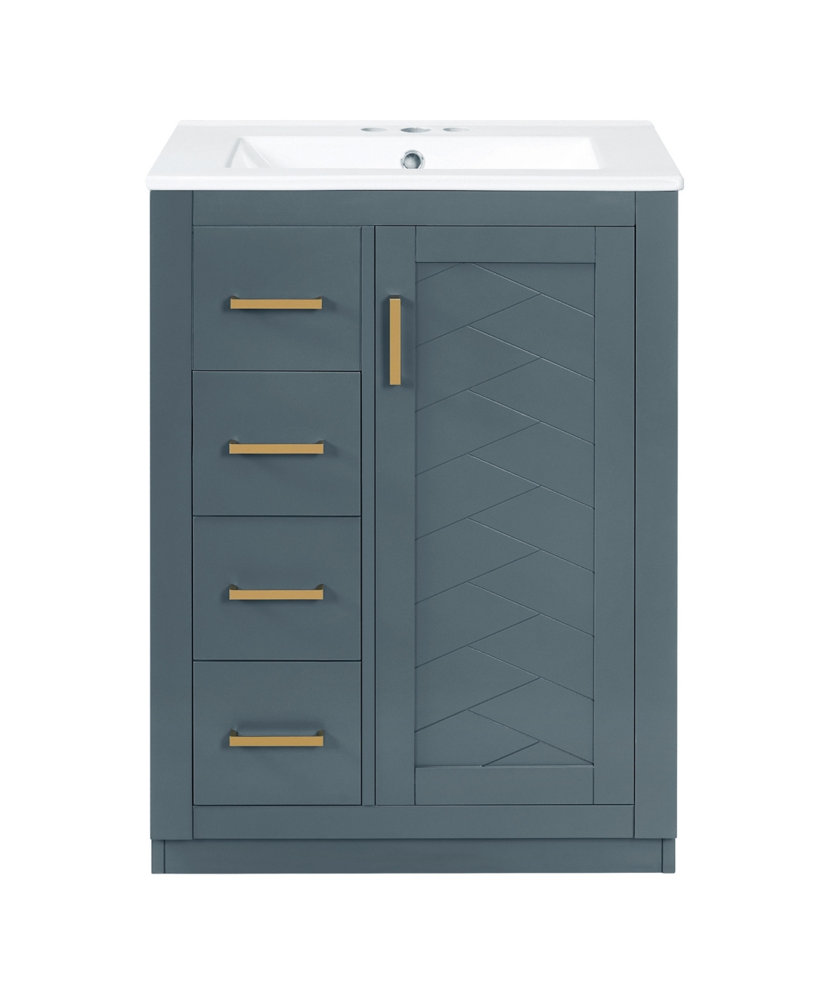 Sillysis 24 Inch Freestanding Bathroom Vanity, Mdf Cabinet with Solid Wood Frame, Ceramic Integrated Sink - Blue