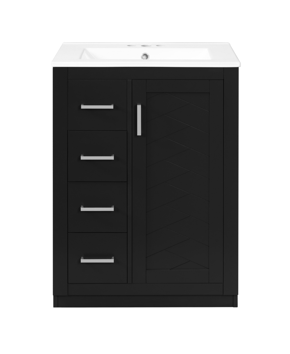 Sillysis 24 Inch Freestanding Bathroom Vanity, Mdf Cabinet with Solid Wood Frame, Ceramic Integrated Sink - Black