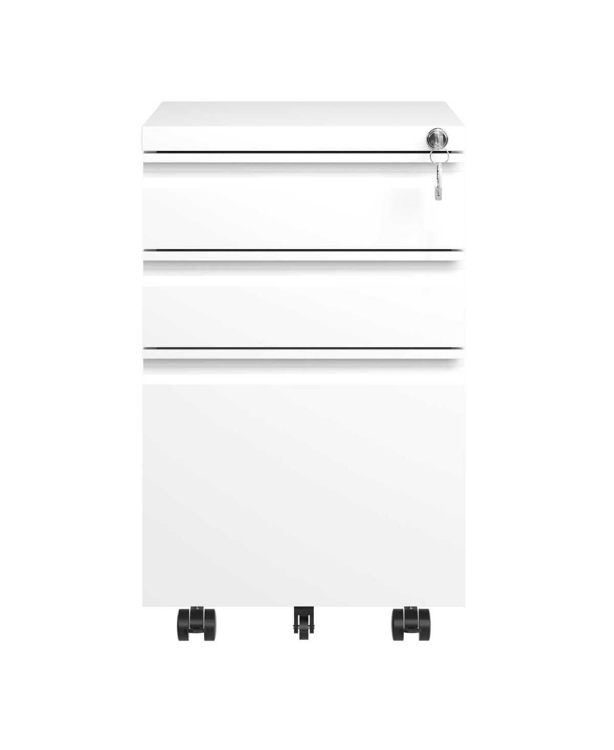 Viyet 3-Drawer Metal Rolling File Cabinet with Lock, Fully Assembled - White