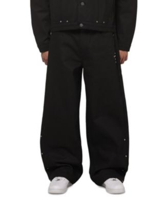 Men's Amplus Crucible Baggy Pleated-Knee Metal-Stud Jeans