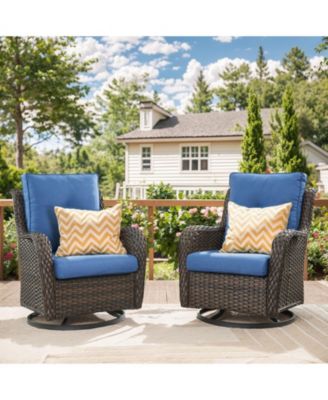 Wicker Swivel Glider Chair Outdoor Rocking Seating with Olefin Cushions
