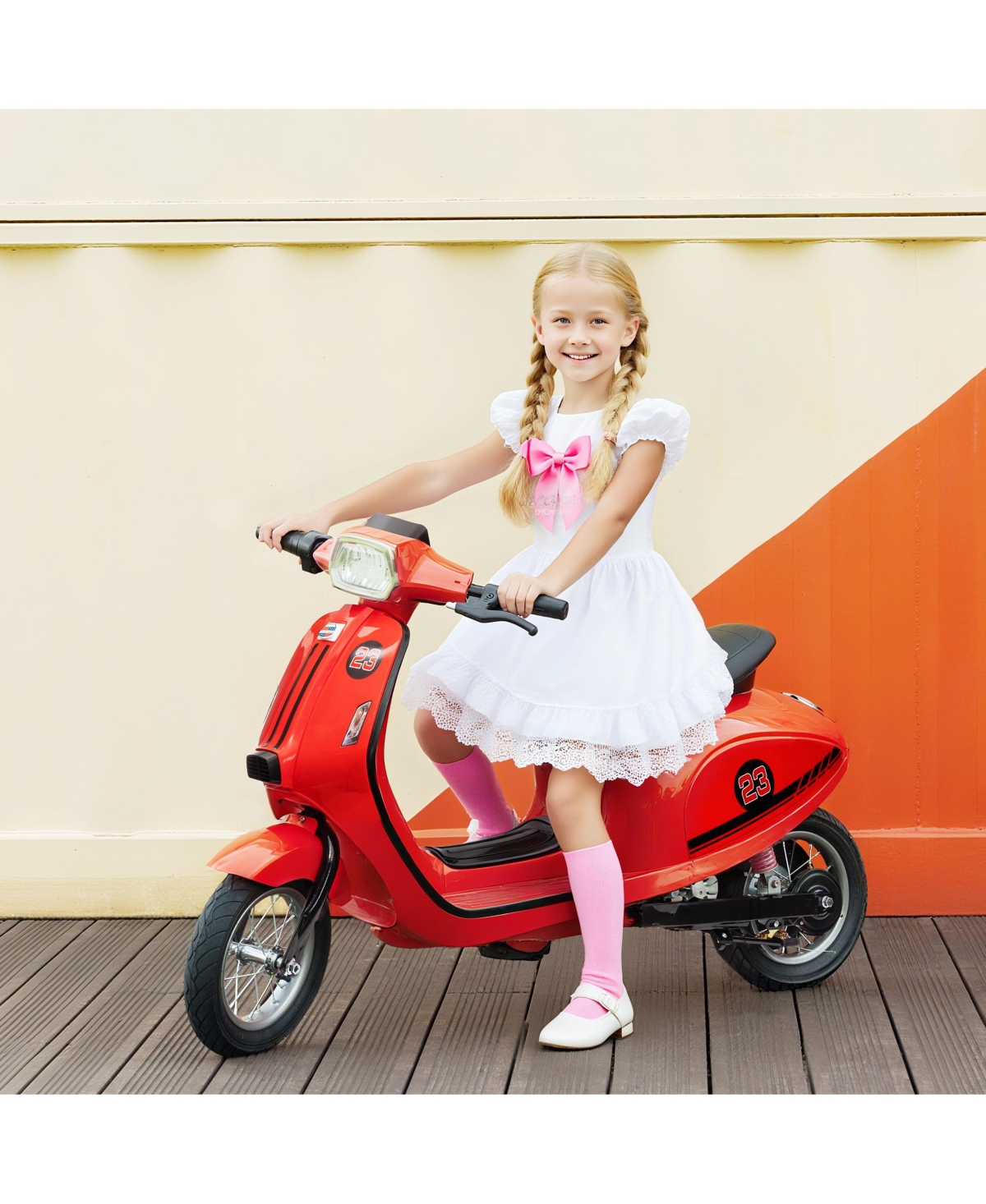 Sevorley 24V Electric Metal Ride-On Motorcycle with 3-Speed Control, 143 lb. Capacity, Ages 8-12 - Red