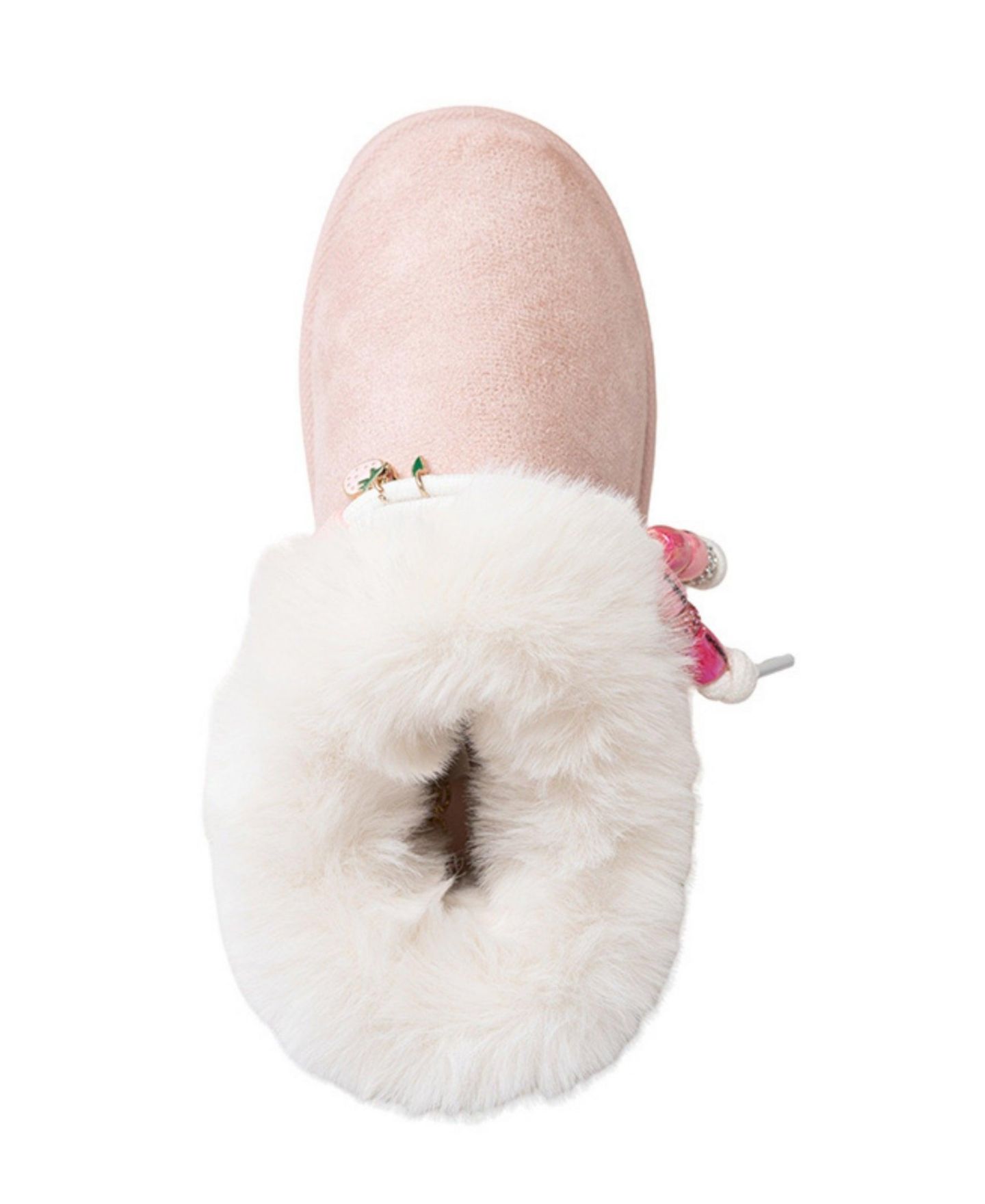 Ботинки Bebe Cozy Boot Slide with Faux Fur Collar and Hiker Lace Slippers для девочек, цвет: Пудровый — фото 6