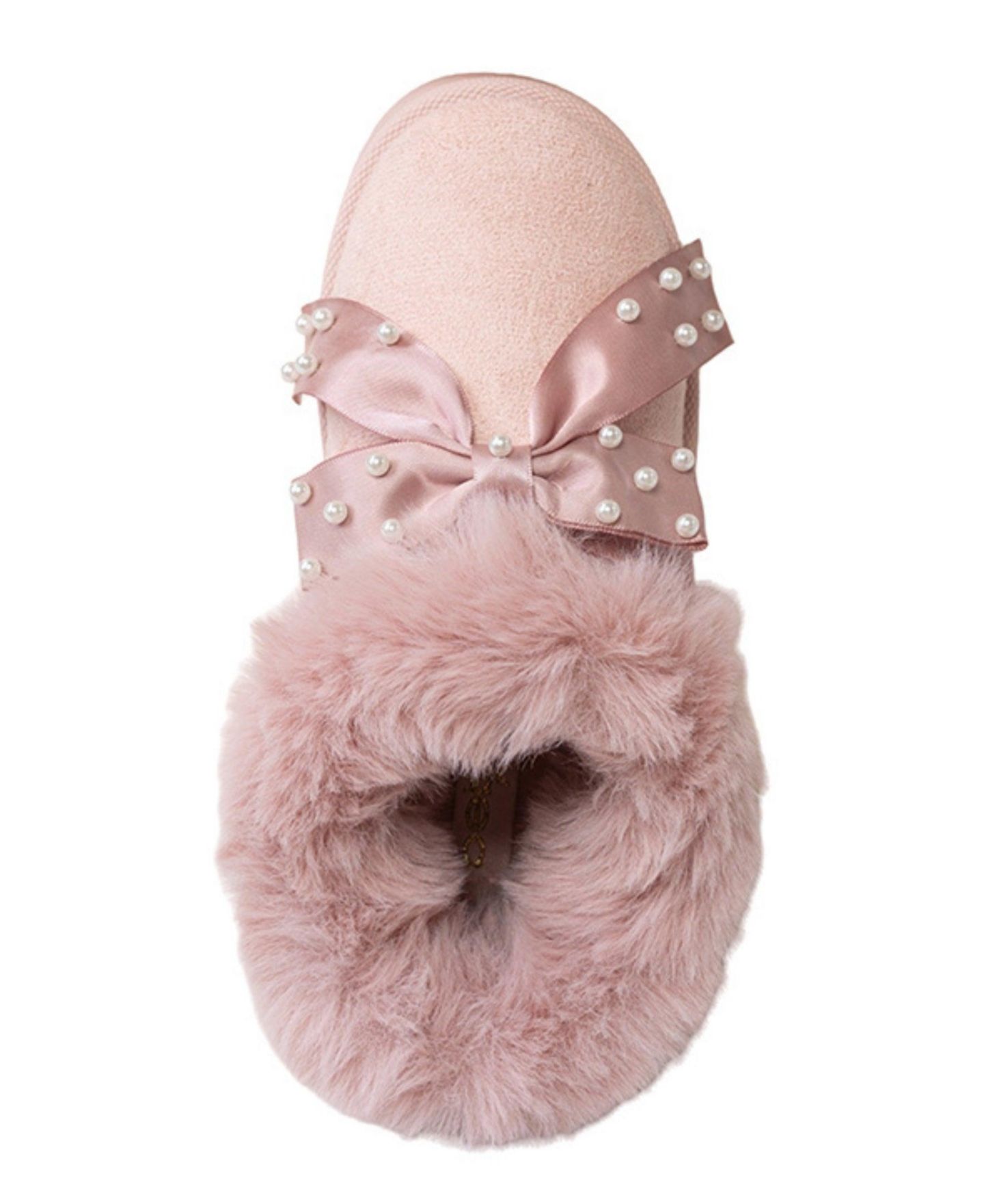 Тапочки Bebe Cozy Clog with Pearl Bow Faux Fur Lining для девочек, цвет: Пудровый — фото 6