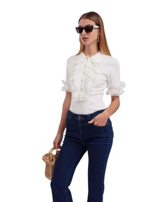 Women's Maelys Point Collar Short-Sleeve Knit Blouse