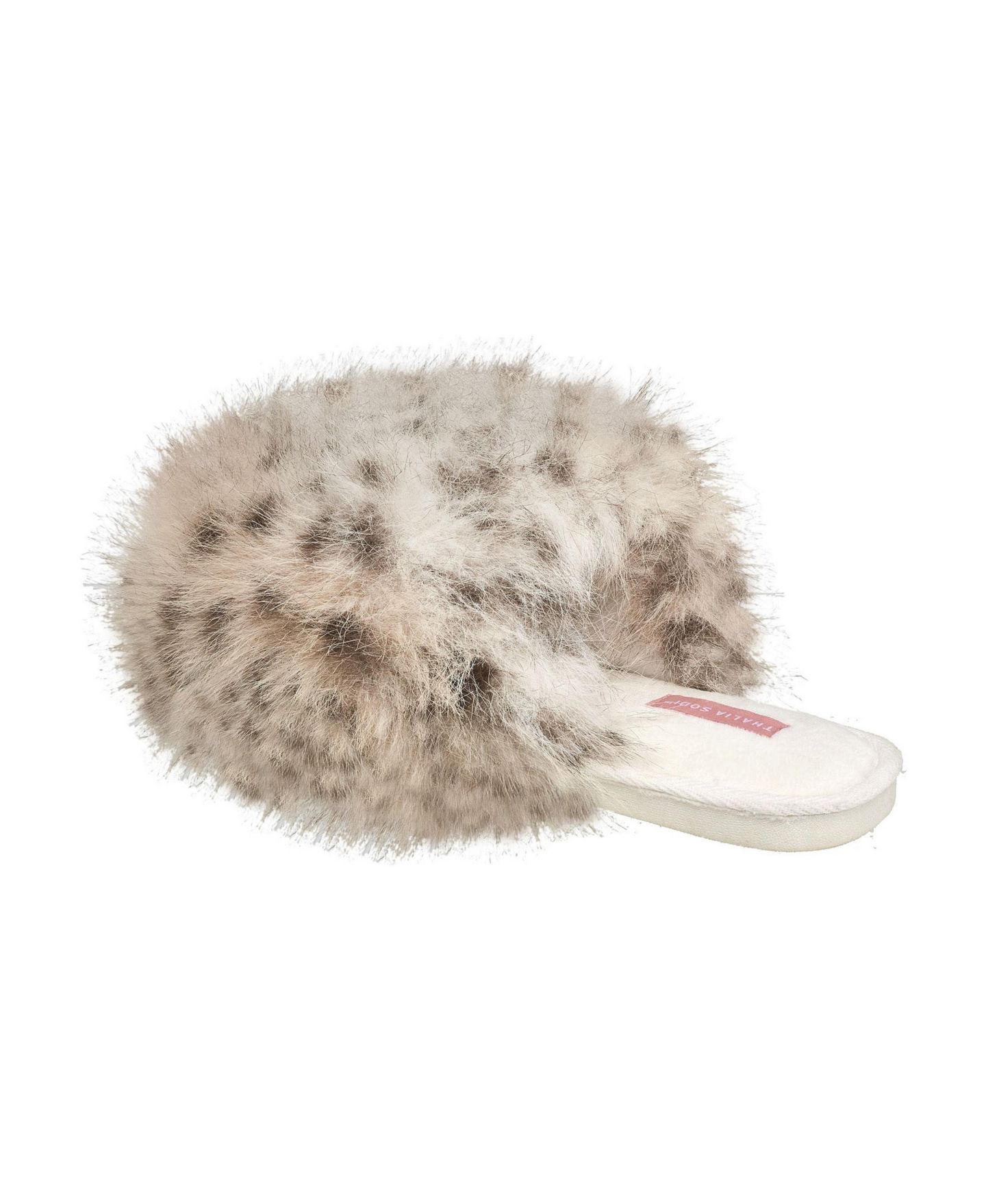 Женские тапочки Thalia Sodi Animal Leopard Puff Ball Slipper, цвет: Слоновая кость разноцветный — фото 3