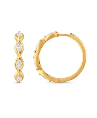 Lab-Grown Marquise Diamond Small Hoop Earrings (1 ct. t.w.) in 14k Yellow Gold