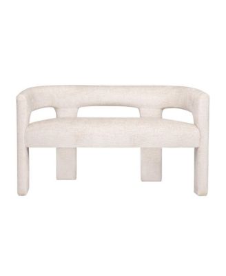 Elegant Brown Upholstered Sculpture Bench with Jacquard Fabric and Plywood Frame