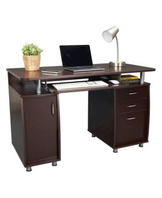 Home Office Desk with Storage 2 Drawers, Keyboard Shelf, 2 Cabinets