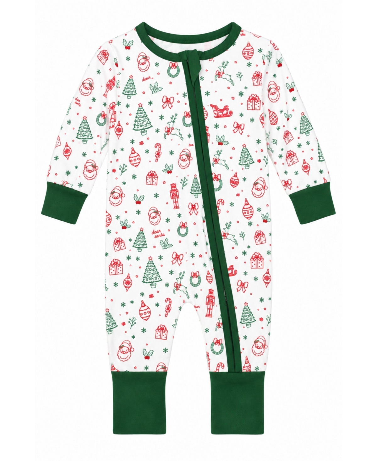 Bits & Bows Boys' and Girls' Dear Santa Long-Sleeve Zipper-Closure One-Piece Pajamas