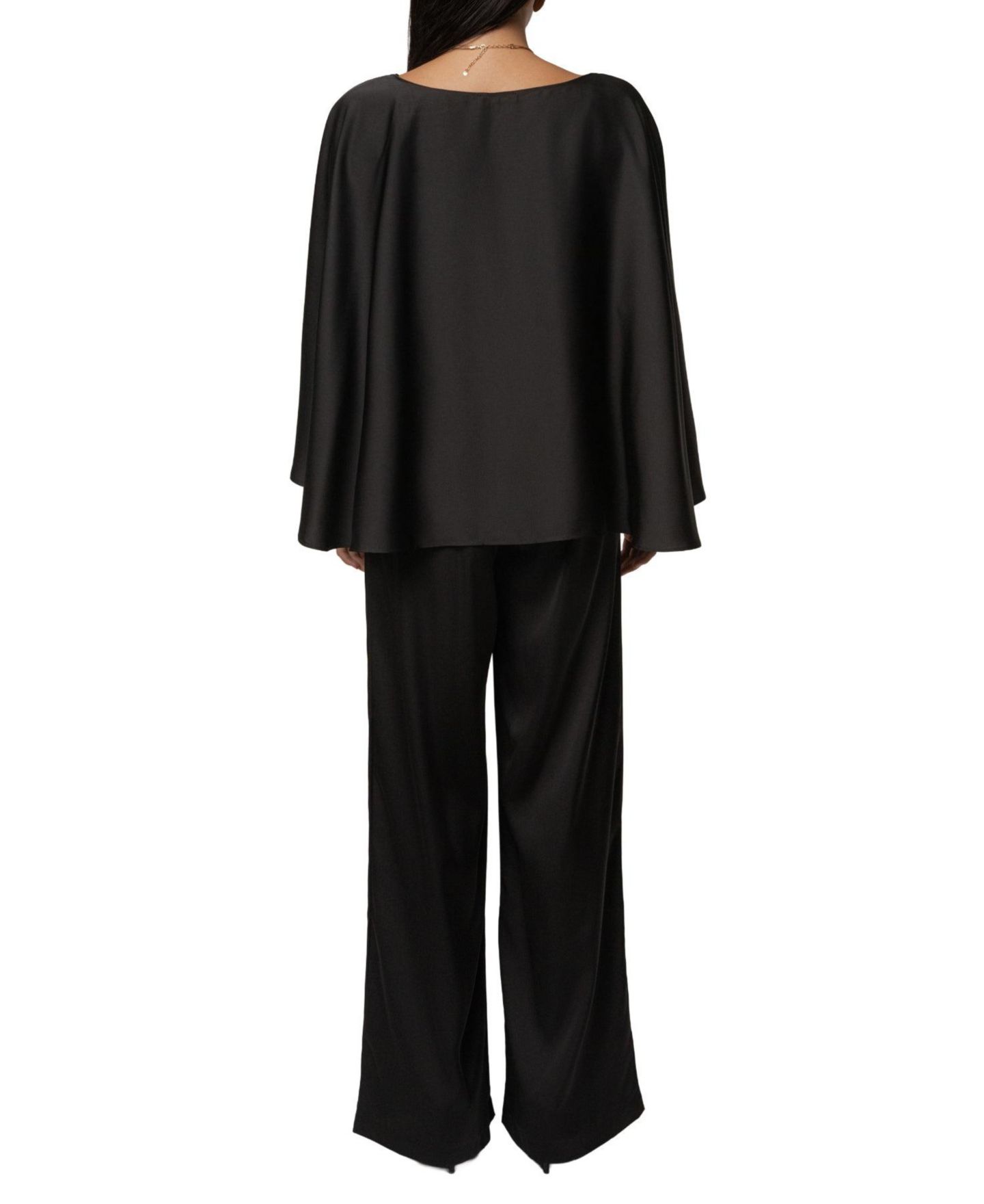 Женский комплект JLUXLABEL Power & Poise Satin Wide-Leg Detachable Belt Blouse and Pants, 2-Piece Set, цвет: Чёрный — фото 6