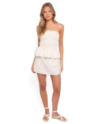 Women's Luna Strapless Peplum Top and Skirt, 2-Piece Set