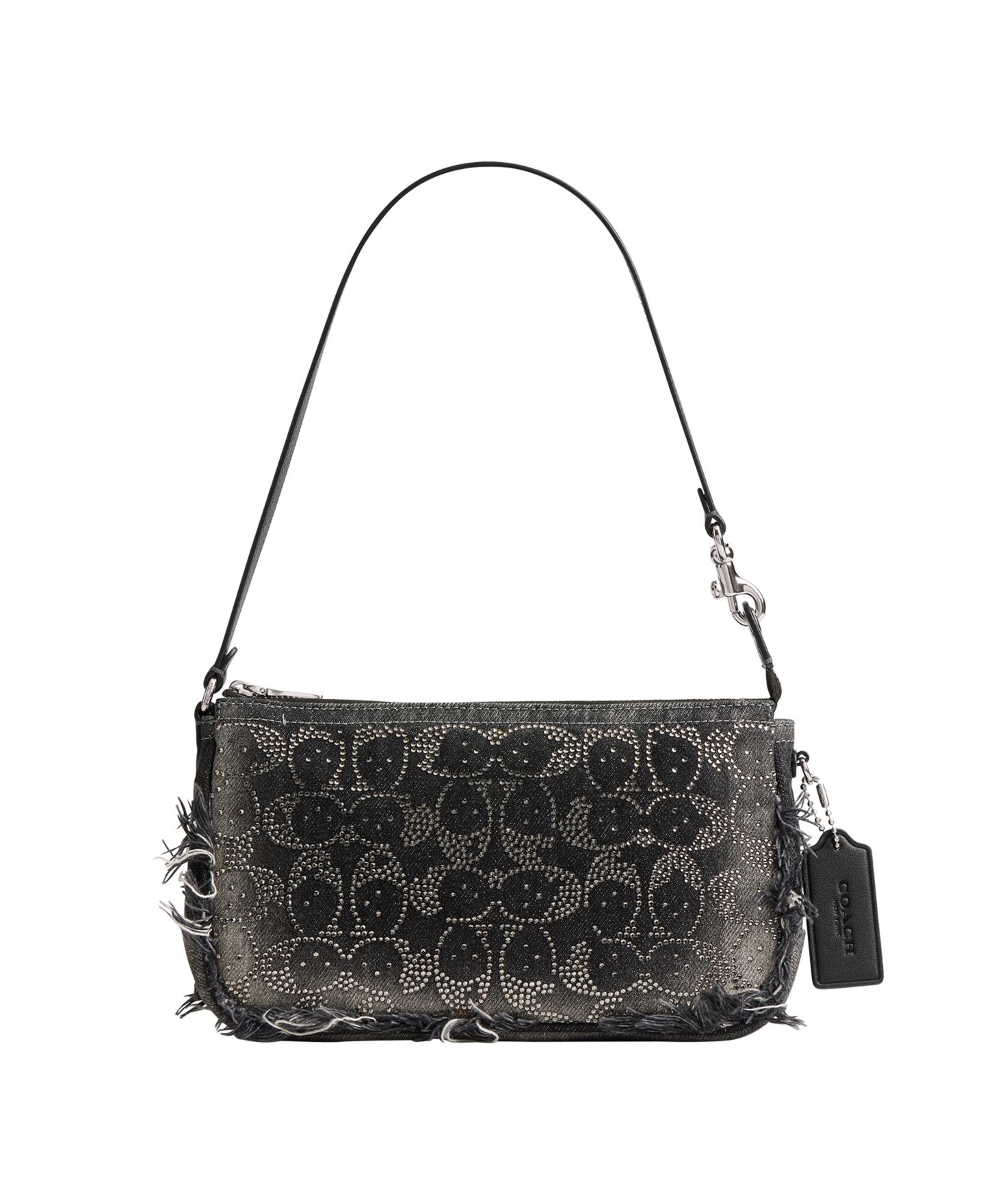 Женская сумка COACH Loved Denim Crystal Small Shoulder Handbag, цвет: Серебряный / Чёрный — фото 1