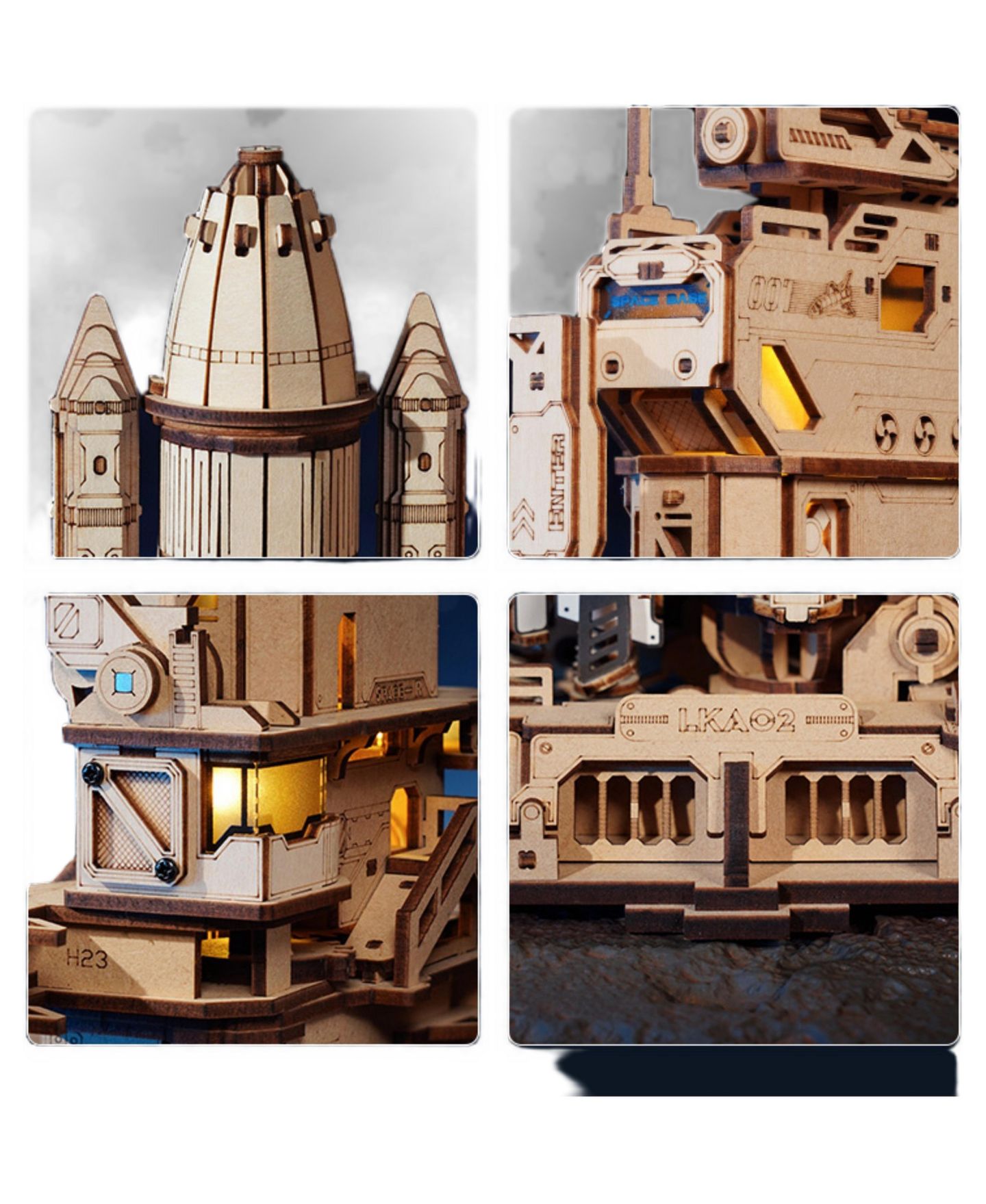 Детские конструкторы Robotime Starship 3D Wooden Puzzle with LED Lights, Ages 14+ — фото 3