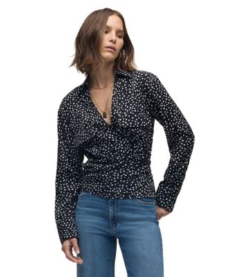 Women's V-Neck Polka-Dot Wrap Top