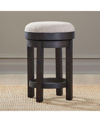 Swivel Console Stool Peppercorn Oak Wood with Taupe Linen