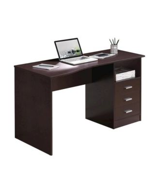 Wood with 3 Storage Drawers and Shelf Writing Desk