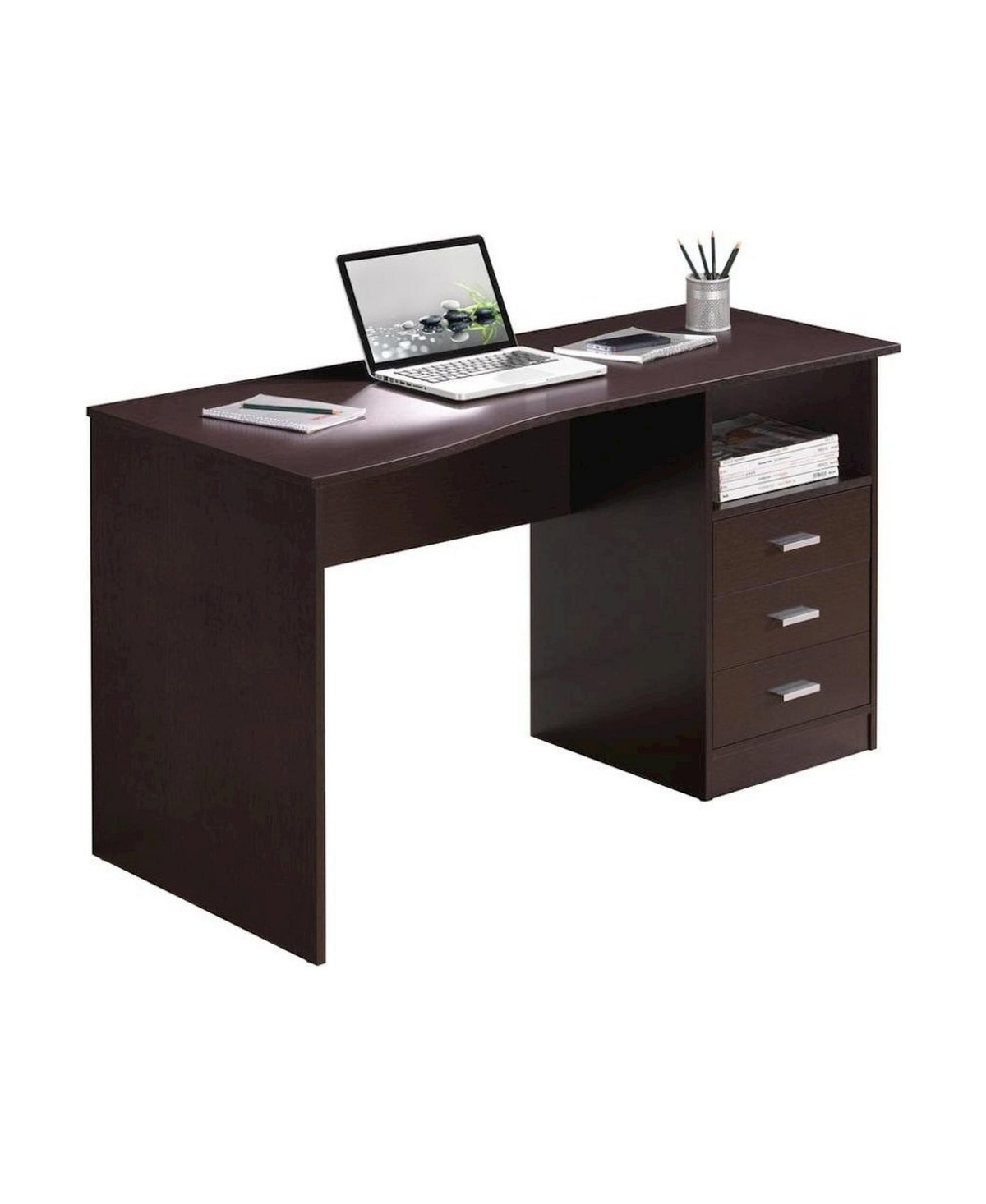 FurniFact Wood with 3 Storage Drawers and Shelf Writing Desk