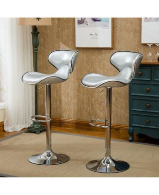 Masaccio Leatherette Adjustable Swivel Barstool Chrome Base, Set of 2