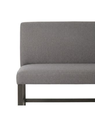 Upholstered Counter Height Dining Bench with Back and Nail Head Trim, Grey