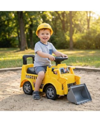 37.5" Digger Ride-On Truck with Working Shovel and Detachable Trailer, 44 lbs Capacity, Ages 18 Months+