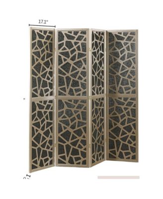 4-Panel Wood Room Divider, Folding Portable Partition Screen